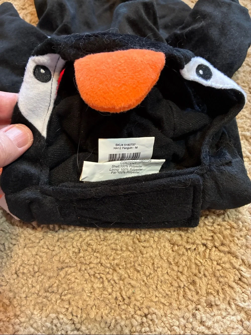 Top Paw Black Penguin Dog Costume with Red Bow and Orange Feet